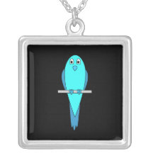 Pájaro azul lindo. Parakeet. Negro Collares Personalizados