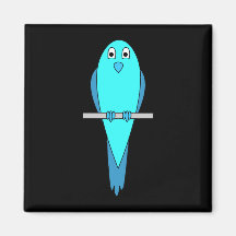 Pájaro azul lindo. Parakeet. Negro Iman De Frigorífico