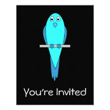 Pájaro azul lindo. Parakeet. Negro Anuncio Personalizado