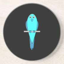 Pájaro azul lindo. Parakeet. Negro Posavasos Diseño