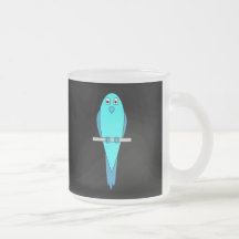 Pájaro azul lindo. Parakeet. Negro Tazas