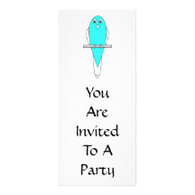 Pájaro azul y blanco. Budgie. Invitación Personalizada