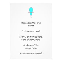 Pájaro azul y blanco. Budgie. Invitación