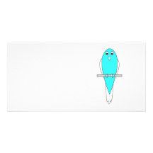 Pájaro azul y blanco. Budgie. Tarjeta Fotográfica Personalizada