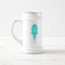Pájaro azul y blanco. Budgie. Tazas