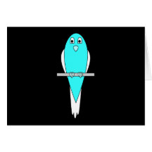 Pájaro azul y blanco. Parakeet. Negro Felicitacion