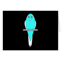 Pájaro azul y blanco. Parakeet. Negro Tarjeton