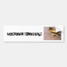 Pájaro cantante de Michigan Etiqueta De Parachoque