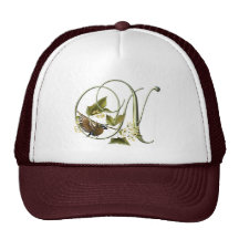 Pájaro cantante N inicial Gorros Bordados
