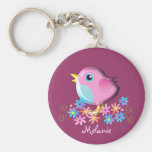 Pájaro de bebé lindo de la primavera con el llaver