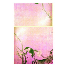 PÁJARO de la PRIMAVERA, violeta marrón rosada Papelería Personalizada