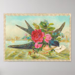Pájaro del azul del vintage poster