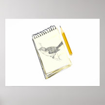 Pájaro del cojín de bosquejo poster