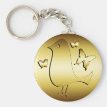 PÁJARO DEL ORO CON LAS MARIPOSAS LLAVERO PERSONALIZADO