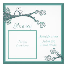Pájaro en la invitación del bebé del árbol
