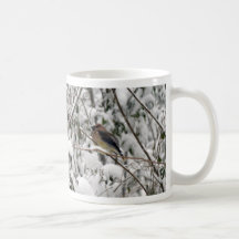 ¡Pájaro en la nieve, bebé es frío hacia fuera aquí Tazas