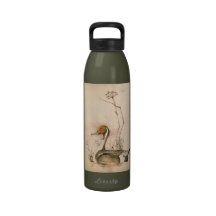 Pájaro en un bosquejo de la charca botellas de agua reutilizables