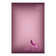 Pájaro en una voluta (rosa) papeleria