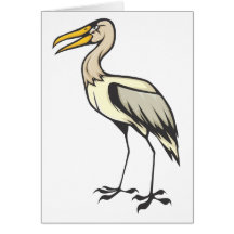 Pájaro feliz de la cigüeña de madera tarjeta