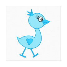 Pájaro que camina lindo, azul impresiones en lienzo estiradas