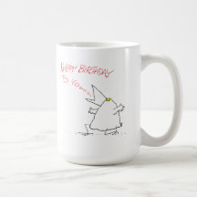 Pájaro que canta feliz cumpleaños tazas de café