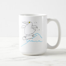 Pájaro que practica surf tazas