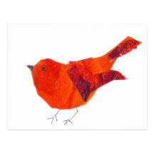 Pájaro rojo artístico único animal de la fauna lin postal
