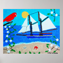 Pájaro rojo Bluenose Impresiones