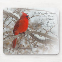 Pájaro rojo en invierno tapetes de ratones