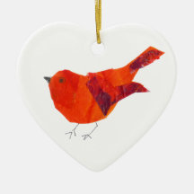 Pájaro rojo lindo adornos de navidad