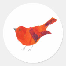 Pájaro rojo lindo del el día de San Valentín Etiquetas