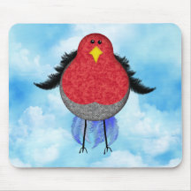Pájaro torpe del tweed rojo y gris tapetes de ratones