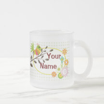 Pájaro y flores retros su taza conocida