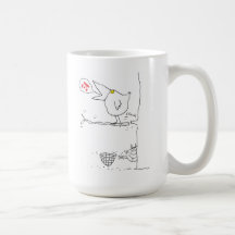 Pájaro y gato tazas de café