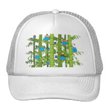 Pájaros azules asiáticos gorros bordados