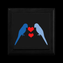 Pájaros azules en caja de regalo del amor cajas de regalo