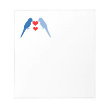 Pájaros azules en libreta del amor blocs de papel