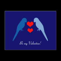 Pájaros azules en postal del amor tarjetas postales