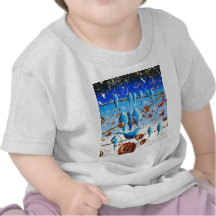 Pájaros azules en un alambre de Helen Janow Miqueo Camiseta