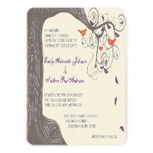 Pájaros de la mandarina del árbol del Driftwood qu Invitacion Personalizada