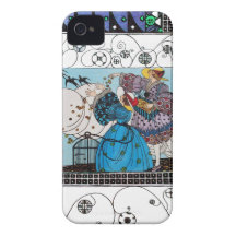 PÁJAROS DE LA PRIMAVERA Y REMOLINOS/DISEÑADOR DE V iPhone 4 CARCASAS