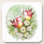 Pájaros del amor del boda posavasos de corcho