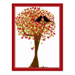 Pájaros del amor del otoño tarjeta postal