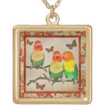 Pájaros del amor del vintage y collar ambarino de 