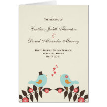 Pájaros del amor que casan tarjetas de programa
