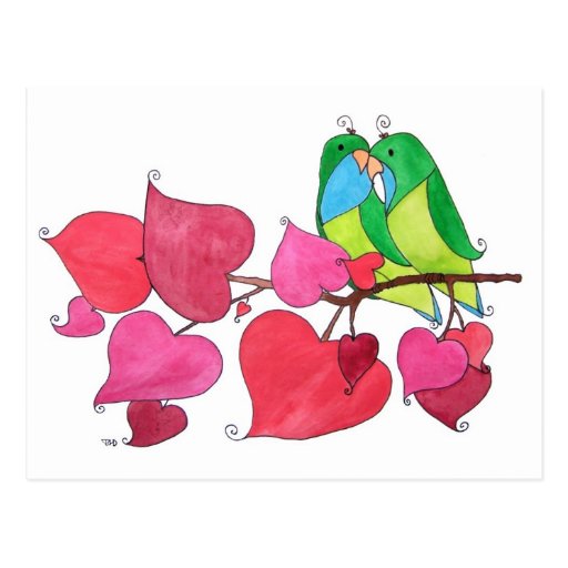 Pájaros del amor tarjeta postal