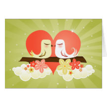 Pájaros del amor - verde felicitación