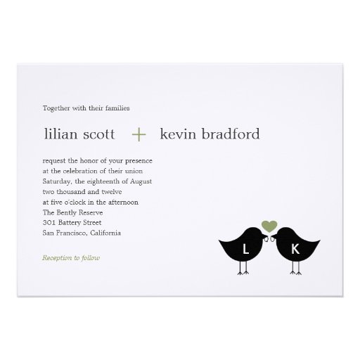 Pájaros del monograma que casan la invitación - sa