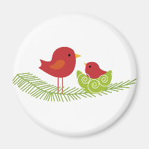 Pájaros del navidad en árbol imán para frigorífico