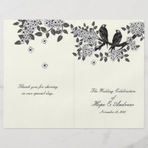 Pájaros del vintage en programa del boda del BI-Do Tarjetas Informativas